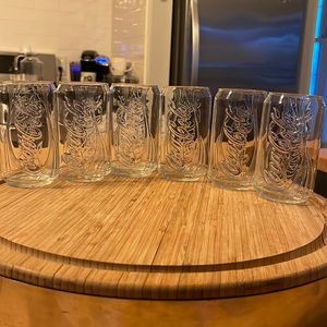 Set of 6 Embossed Pressed Glass Coca Cola glasses- 12 ounces
